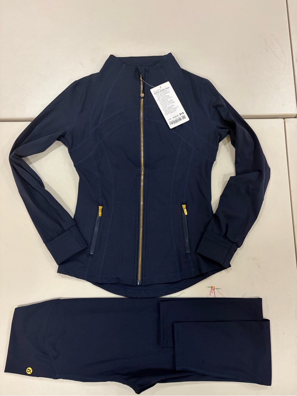 MULTIPLE SIZES Navy Lululemon Define Nulu Jacket Gold Zip & Align Pant 25”